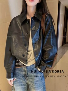 Nouvelle veste décontractée en <span class=keywords><strong>cuir</strong></span> véritable pour <span class=keywords><strong>femme</strong></span>, coupe ample et amincissante, en peau de mouton, collection 2026 - Product Image 6