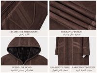 Peignoir long pour homme en suède polaire épaissi, chaud, sans capuche, ouvert sur le devant, style Abaya, idéal pour l'hiver au Moyen-Orient – Meilleure vente