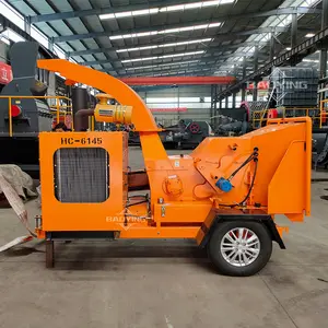 China Diesel Mobile Banana Tree Branch Root Shredder Crushing Machine Industrial Wood Drum Chipper