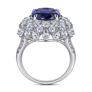 แหวนเงินแท้ชุบแพลตตินัมประดับพลอยสีรุ้งทรงรีสำหรับผู้หญิงจากผู้ผลิตเครื่องประดับ - Product Image 4