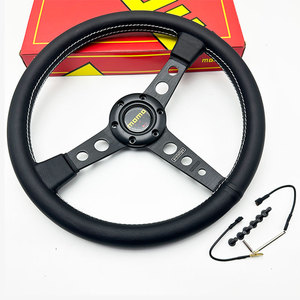 Vente directe usine Nouveau <span class=keywords><strong>volant</strong></span> de course universel en cuir de 14 pouces, pièce automobile premium, accessoire de voiture pour <span class=keywords><strong>MOMO</strong></span> - Product Image 3