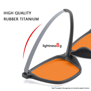 Kacamata Anti Cahaya Biru Unisex Bingkai Persegi Bahan <span class=keywords><strong>Titanium</strong></span> Karet Reybeni Retro Klasik Terbaru Lensa Oranye Ultralight - Product Image 5