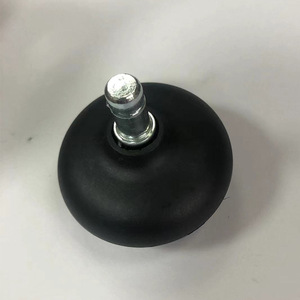 Rueda para Silla de Oficina, Poliuretano, Silenciosa, Fija, con Eje Roscado, Forma de Calabaza, Negra - Product Image 1