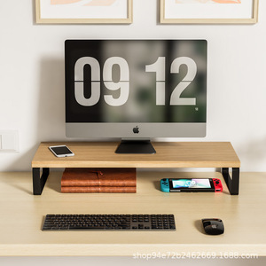 <b>Desktop</b> Monitor Stand Wooden <b>Riser</b> Screen Lifter Storage Base For Office Organization - Product Image 2