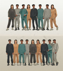 420GSM 100% algodón lavado ácido sudadera en blanco peso pesado Vintage Oversized Unisex algodón cuello redondo sudadera - Product Image 2