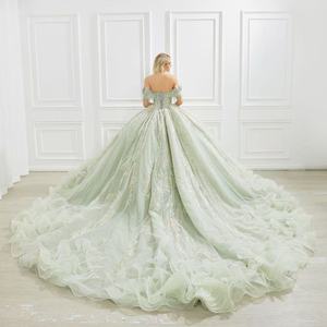 <span class=keywords><strong>Vestido</strong></span> <span class=keywords><strong>de</strong></span> Noche Moderno con Escote en V y Espalda Descubierta, Cola Catedral, Adornos <span class=keywords><strong>de</strong></span> Cristal, Flores y Perlas, <span class=keywords><strong>Vestido</strong></span> <span class=keywords><strong>de</strong></span> Quinceañera/Boda - Product Image 6