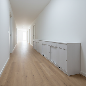 Armoire de rangement multifonctionnelle sur pied avec portes coulissantes en bois pour appartement - Product Image 1