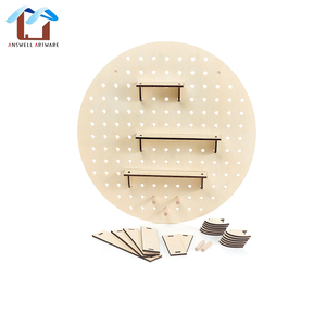 Casa ajustable decoración de pared organizador del soporte de exhibición de madera redonda tablero - Product Image 1