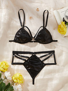 Xxxl Dames Pu Lingerie Set Sexy Feminina 2-delig Ondergoed Bh Panty Vrije Maat Spandex Modieuze Odm Voorraad Voor De VS - Product Image 4