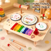 Table de percussion musicale multifonctionnelle en bois, jouet musical Montessori, xylophone, batterie, ensemble sensoriel auditif éducatif, cadeau pour enfants