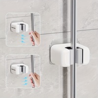 JOYBOS 3-teiliger Flexibler Moderner Mopphalter für Küche, Bad und Kleiderschrank, Einfache Installation, Ohne Bohren, Wandmontierter Besenhalter, Stark