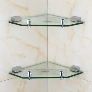 Modern Stainless Steel Finish Bathroom Accessories Wall Mounted Dual <strong>Glass</strong> Corner <strong>Shelves</strong> for <strong>Shower</strong> for Hotels - Product Image 6