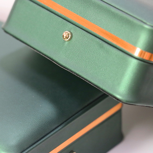 Estuches de Exhibición para Collares Rectangulares RONGTAI G-21 Premium al por Mayor 2025, Caja Organizadora de Joyería de Cuero PU Verde con Patrón Cuadrado - Product Image 3