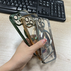 Funda de Teléfono con Anillo Magnético Electrochapado Transparente y Logotipo Personalizable para iPhone 17 16 15 14 con Cubierta Protectora de Lente - Product Image 3