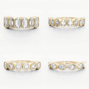 Bagues de fiançailles en diamant de laboratoire personnalisées, ovale, poire, marquise, éternité, empilables, en diamant synthétique - Product Image 4