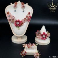 FLODY AH-4773 Service OEM Usine de gros Bijoux Bracelet de mariage fait main avec de grandes fleurs rouges et roses vives pour cheveux de mariée