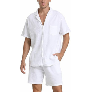 <span class=keywords><strong>Camicia</strong></span> <span class=keywords><strong>di</strong></span> <span class=keywords><strong>lino</strong></span> da <span class=keywords><strong>spiaggia</strong></span> estiva da uomo e da 2 pezzi corti completi da uomo - Product Image 1