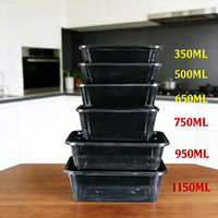 Emballages alimentaires jetables en plastique PP, contenants rectangulaires pour plats à emporter, vaisselle bento, boîte à lunch avec couvercle