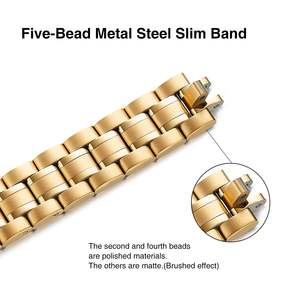 Bracelet en acier inoxydable à cinq maillons pour <span class=keywords><strong>Apple</strong></span> <span class=keywords><strong>Watch</strong></span>, fermoir pliable en métal, couleurs argent, noir, or, or rose - Product Image 4