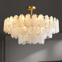Lustres modernes en verre doré, luminaires suspendus de luxe en forme de feuille et de nuage pour chambre à coucher, salle à manger, îlot de cuisine, salon