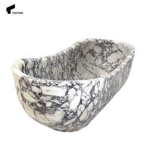 Tostone Vintage Calacatta Viola mermer Villa ve daire açık alanlar için serbest duran beyaz küvetler - Product Image 6