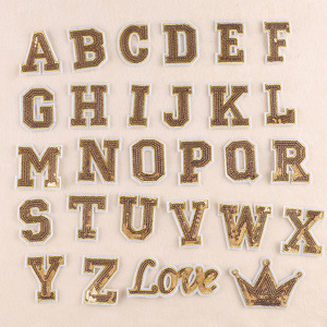 Sắt Trên May Trên Phù Hiệu Thiết Kế Sequin Tiếng Anh Từ Bảng Chữ Cái Thư Thạch Các Bản Vá Lỗi Cho Quần Áo - Product Image 6