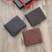 Dompet Pria Lipat Bermotif Geometris Embos 2026, Fashion Retro Trendi, Merek Bisnis Kasual, Kapasitas Besar, Hadiah untuk Pacar