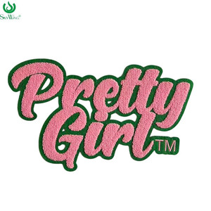 Sorority Pink und Green Chenille Pretty Girl Patches, griechische Buchstaben Patches Besticktes Eisen auf Kleidung Geschenke Zubehör - Product Image 3