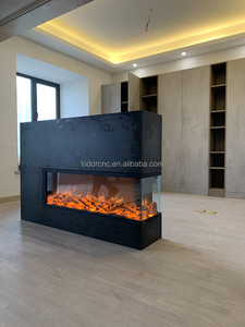 <span class=keywords><strong>Cheminée</strong></span> <span class=keywords><strong>électrique</strong></span> encastrée moderne <span class=keywords><strong>haut</strong></span> <span class=keywords><strong>de</strong></span> <span class=keywords><strong>gamme</strong></span> <span class=keywords><strong>de</strong></span> 2000 mm, vue double face, flammes multicolores, utilisation hôtelière, télécommande, réglable en anglais - Product Image 2