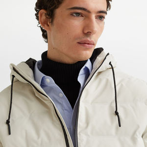 Veste matelassée en nylon taille XL décontractée pour hommes Manteau d'hiver chaud à capuche et fermeture éclair avec col rond Tissu polaire Toile légère - Product Image 2