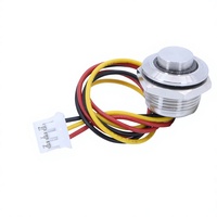 Interrupteur piézoélectrique à chanfrein de 19 mm, 1NO, éclairage annulaire LED, bouton-poussoir momentané, étanche IP68, automobile, acier inoxydable, aluminium