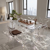 Table basse et table à thé personnalisables haut de gamme en cristal synthétique transparent, style luxe léger, pour salon et mobilier de maison