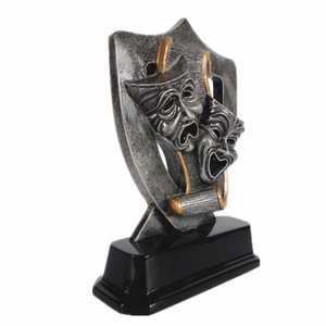 Trofeo de máscara de <span class=keywords><strong>drama</strong></span> de placa personalizada de resina de plata antigua - Product Image 3