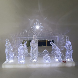 Unique Acrylic LED Light Religious Holly Family <b>Nativity</b> <b>Set</b> Indoor Decoration - Product Image 3