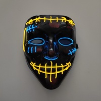 Masque lumineux LED à lumière froide en PVC noir en forme de V pour le front, idéal pour Halloween, carnaval, déguisement de rue, style d'ambiance horrifique et amusant