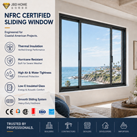 Fenêtres coulissantes anti-ouragan en verre trempé NFRC, petites fenêtres coulissantes avec grilles, design pour maison moderne et usage commercial