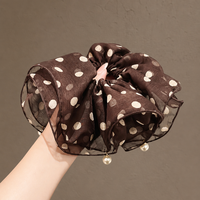 Daou Chouchous pour cheveux surdimensionnés de 23 cm avec pois et perles, accessoires capillaires élégants à haute élasticité pour femmes et filles, pour la décoration