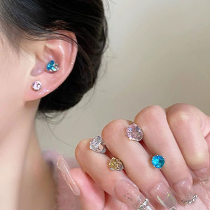 Custom Lady <b>Earring</b> Fashion Diamond 316L Stainless Steel 6 8mm Clip-on Diamond Magnetic Flat <b>Back</b> Magnet <b>Earrings</b> For Women - Product Image 1