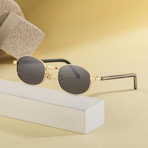 Lunettes de soleil ovales WF-5G320 unisexes, monture en métal, protection UV400, verres en PC, pare-soleil de classe 2, monture noire en alliage de cuivre - Product Image 5