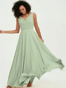 الخامس الرقبة الشيفون وصيفة الشرف فساتين طويلة البط الأخضر مخصص زائد حجم فساتين وصيفة الشرف - Product Image 4