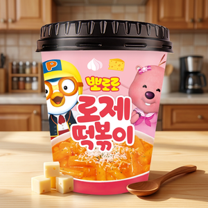<span class=keywords><strong>Pororo</strong></span> Nongga Fideos Instantáneos Picantes con Queso, Bocadillo de Pastel de Arroz Frito, Sabor a Pollo Cremoso, Estilo <span class=keywords><strong>Coreano</strong></span>, Listo para Comer, 115g, 12 Unidades - Product Image 5