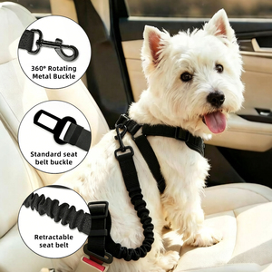 Cinturones de Seguridad para Perros en el Automóvil, Cinturón de Seguridad Ajustable de Nailon para Perros, Arnés de Seguridad Resistente para Perros en el Automóvil - Product Image 4