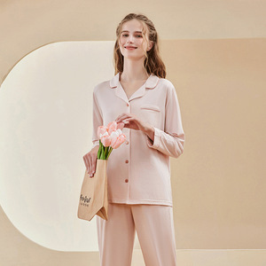 Vendita calda pigiama da donna in bambù modale manica lunga abbigliamento da notte invernale taglia XL con stampa modello pigiama - Product Image 6