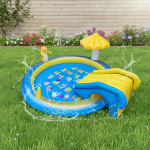 Piscina Gonfiabile per Bambini con Scivolo a Spruzzo, Giocattoli d'<span class=keywords><strong>Acqua</strong></span> in PVC per Giardino, Grande Piscina Gonfiabile da Esterno - Product Image 1