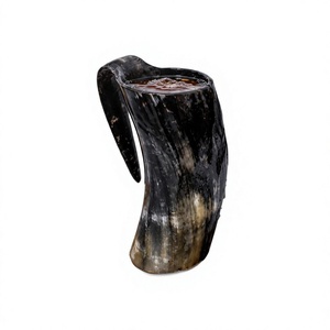 FAIZA CRAFT Vikings Valhalla Game of Thrones Maison Stark Corne de buffle artisanale sculptée en forme de loup pour bière, vin, hydromel, bière artisanale - Product Image 1