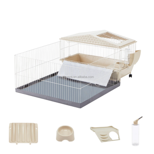 <span class=keywords><strong>Cage</strong></span> d'habitat en forme de maison pour petits animaux pour cochons d'inde et clapier à lapins avec stylo de jeu intégré pour animaux de compagnie - Product Image 3