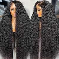 Peluca de Cabello Humano Virgen 100% Peruano Rizado Kinky con Cierre 4x4 5x5, Peluca Frontal HD Sin Pegamento de 40 Pulgadas 13x6 13x4, Pelucas de Cabello Humano
