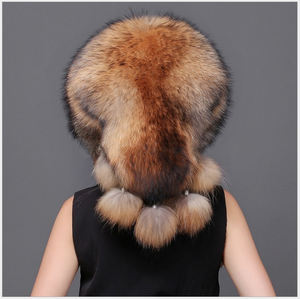 Sombrero de Coyote soviético de piel de <span class=keywords><strong>Ushanka</strong></span> ruso cálido de nieve de mapache Natural hecho a mano para mujer y Niña - Product Image 4