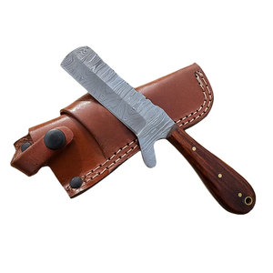 Couteau de castration artisanal en acier Damas de haute qualité, 8 pouces, manche en bois, fourreau en cuir à double tranchant, couteaux de castration - Product Image 3