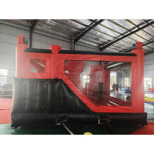 Château gonflable commercial rouge et noir, combo grand espace, avec toboggan - Product Image 6